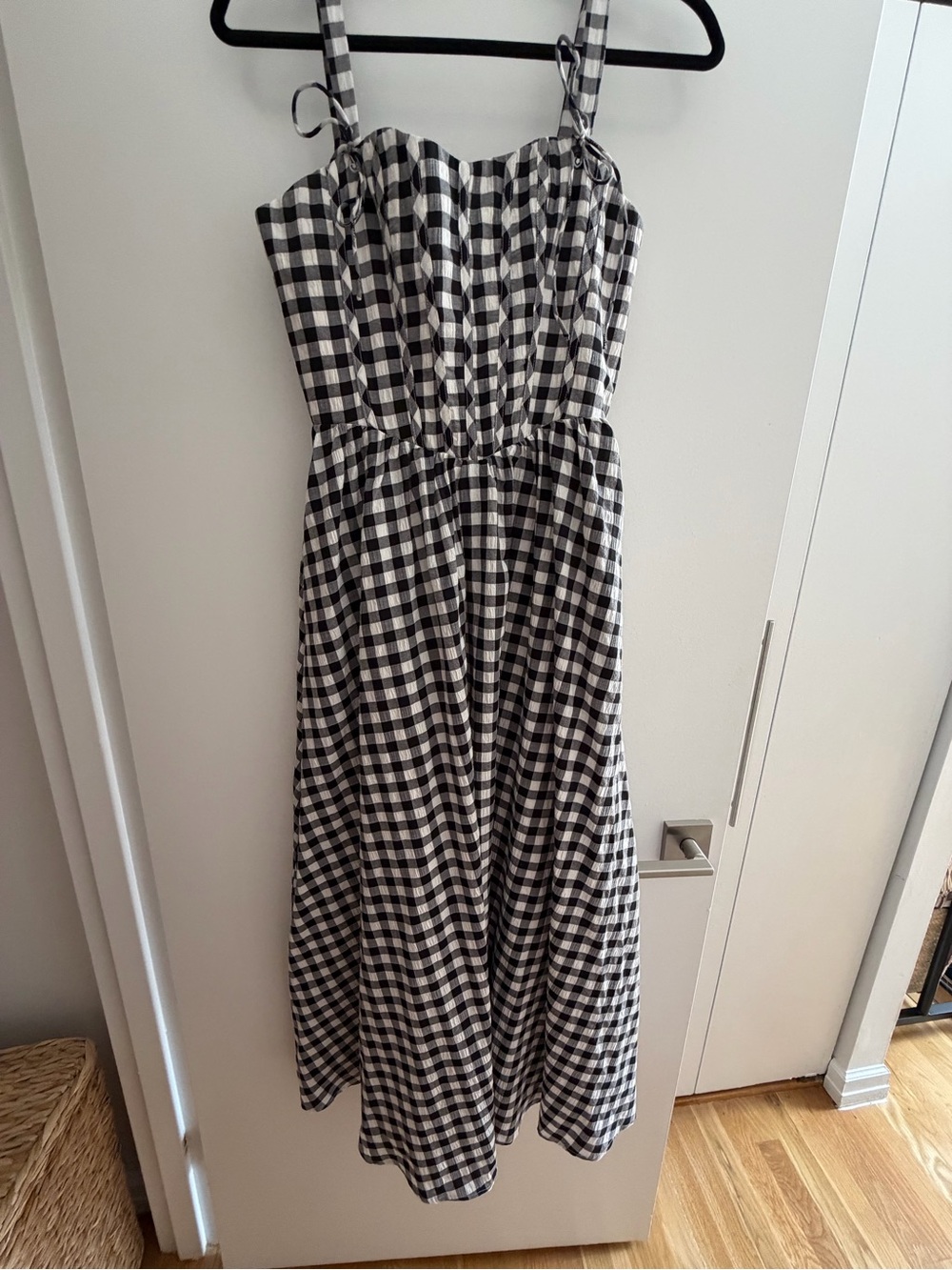 Line & Dot Black and White Gingham Midi Dress